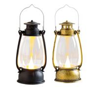 2 Pack Vintage Lantern LED Camping Lamps, Electric Camping Lanterns, Portable Flickering Flame Retro Lantern, Led Lanterns with Handle for Patio Garden Yard Porch