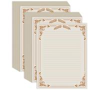 (2-Pack) Vintage Lined Letter Paper - 200 Sheets, Stationary Paper for Writing Letters with Lines & Antique Border Design for Stationery Writing Papers,Invitations & Notes, 100gsm, 8.5'' x 11'', Brown