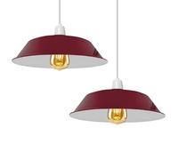 2 Pack Vintage Metal Pendant Lampshade 36cm Burgandy Easy Fit