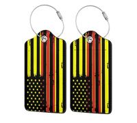 2 Pack Vintage South Vietnam America Striped Flag Leather Luggage Tag for Suitcase with ID Label Privacy Cover Address Card Stainless Steel Loop Travel Tags for Cruise Ships Airport