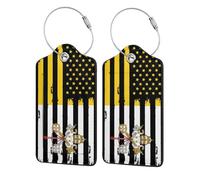 2 Pack Vintage Vatican America Striped Flag Leather Luggage Tag for Suitcase with ID Label Privacy Cover Address Card Stainless Steel Loop Travel Tags for Cruise Ships Airport