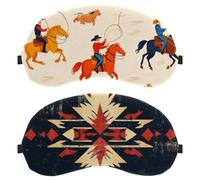 2 Pack Vintage Western Wild West Boho Art Pattern Sleep Mask for Side Sleeper Men Women, Light Blocking Eye Mask Cover Eyeshade with Adjustable Strap, Night Blindfold