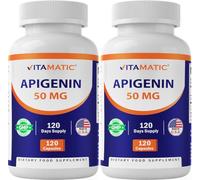 2 Pack Vitamatic Apigenin 50mg - 120 Vegetarian Capsules (Total 240 Capsules)
