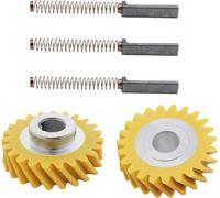 2-Pack W10112253 Mixer Worm Gear & 3-Pack W10380496 Carbon Brushes Replacement Kit for Whirlpool & KitchenAid Stand Mixers- Replacement for KSM88RBQ