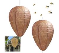 2 Pack Wa/sp Nest Decoy,Waterproof Fake Wa/sp Nest,Wa/sp Repellent for Garden Outdoor,Realistic Fake Was/p Nest Made of Craft Paper,Home Garden and Agricultural Use,Effective Was/p Deterrent
