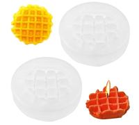 2 Pack Waffle Silicone Mold, Waffle-Shape Soap Moulds Artificial, Simulated Waffle Candle Molds, Waffle Bread Silicone Mold Handmade, for DIY Casting Clay Art Crafts Ornament