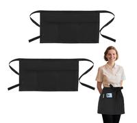 2 Pack Waist Apron with 3 Pockets, Short Half Chef Apron Anti-dirt for Home Kitchen Restaurant Work Chef Waiter Cooking Baking