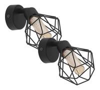 2 PACK Wall 1 Spot Light Colour Black Steel Shade Amber Glass G9 1x3W Included