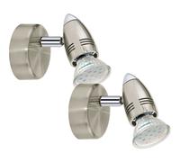 Loops 2 PACK Wall 1 Spot Light Colour Satin Nickel Chrome Plated GU10 1x3W Included in Metallics Loops Metallics