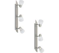 2 PACK Wall 3 Spot Light Colour Satin Nickel Shade White Satin Glass E14 3x40W