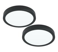 2 PACK Wall / Ceiling Light Black 210mm Round Surface Mounted 16.5W LED 3000K