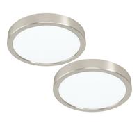 Satin Nickel Led Wall And Ceiling Light Fixture - 2 Pack, 210mm Round, 16.5W, 4000K Brightness