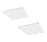 2 PACK Wall / Ceiling Light White 400mm Square Surface Mounted 25W LED 4000K