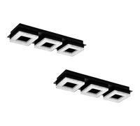 Loops 2 PACK Wall Flush Ceiling Light Black Shade Black Clear Plastic Crystal LED 3x4W Loops Black