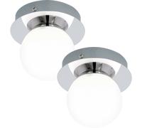 Stylish 2 Pack Chrome & White Opal Led Flush Ceiling Lights
