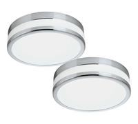 Modern 2 Pack Chrome Led Ceiling Lights With Satin Glass Shade - 11W Energy Efficient