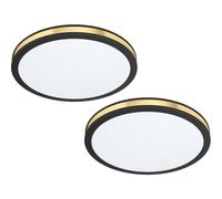 2 PACK Wall Flush Ceiling Light Colour Black Shade White Gold Plastic LED 12W