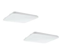 2 Pack Modern White Led Ceiling Flush Lights With Plastic Shades