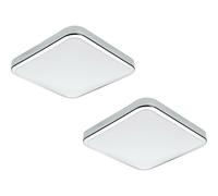Loops 2 PACK Wall Flush Ceiling Light IP44 Bathroom Chrome Shade White Plastic LED 16W Loops White