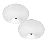 Modern 2-Pack Wall Flush Ceiling Lights With Satin Nickel Finish And Opal Glass Shades