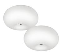 Elegant 2 Pack Satin Nickel Wall Flush Ceiling Light With Opal Glass Shade