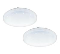 2 PACK Wall Flush Ceiling Light White Shade White Plastic & Crystal Effect LED Loops White One Size
