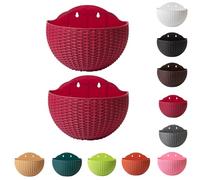 2 Pack Wall Hanging Flower Pot, Garden Hanging Baskets Outdoor, Imitation Rattan Wall Mounted Pot, Semicircle Black Planter, Fence Watering Garden Pots For Balcony Fence Indoor Home Decoration
