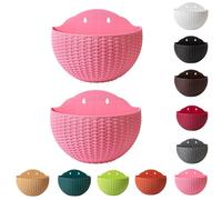 2 Pack Wall Hanging Flower Pot, Garden Hanging Baskets Outdoor, Imitation Rattan Wall Mounted Pot, Semicircle Black Planter, Fence Watering Garden Pots For Balcony Fence Indoor Home Decoration