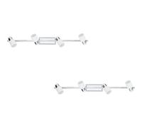 2 PACK Wall Light Colour 4 Spots Chrome Plated & White Steel GU10 4x5W Included