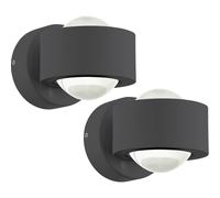 2 PACK Wall Light Colour Anthracite Shade Clear Plastic LED 2x2.5W Included Loops Multi One Size
