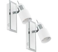 2 PACK Wall Light Colour Chrome Plated & White Rocker Switch GU10 1x5W Included