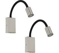 2 PACK Wall Light Colour Satin Nickel Black Steel & Plasic LED 3.5W Included