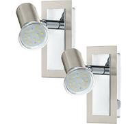 2 PACK Wall Light Colour Satin Nickel Chrome Plated Rocker Switch GU10 1x5W