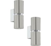 2 PACK Wall Light Colour Satin Nickel Chrome Plated Round Shades GU10 3.3W Inc Loops Metallics One Size