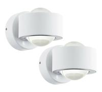 Loops 2 PACK Wall Light Colour White Aluminium Shade Clear Plastic LED 2.5W Included Loops White