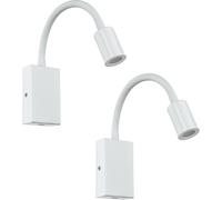 2 PACK Wall Light Colour White Steel & Plastic Rocker Switch LED 3.5W Included