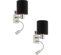 Modern Satin Nickel 2 Pack Wall Light With Black Copper Shade And Led Bulbs