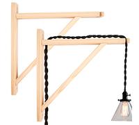 2 Pack Wall Mount Natural Wood Bracket Solid Bracket Shelf Supports Kits for Sconces Pendant Lights Swag Lamps Lighting Lamps Hanging Farmhouse Design DIY Project with Screws 12"