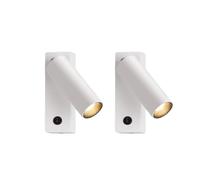 2 Pack Wall Mount Reading Light, Modern LED Adjustable Bedside Wall Lamp with Switch On/Off 10W 3000K Aluminum Wall Sconce, Black/White Rotating 350° Headboard Reading Spotlight