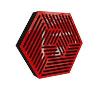 2 Pack - Wall-Mounted Acoustic Panel | Sound-Absorbing & Decorative Wood Panels for Echo Reduction | Home and Studio Acoustic Treatment | Color: [ Red glossy plastic | HEXAGON]
