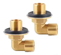 2 Pack Wall Mounted Kitchen Faucet Fitting Gold Brass 90 Degree Elbow With G1/2 Male Thread For Hot And Cold Water Supply Line Connection