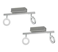 2 PACK Wall Spot Light Aluminium Chrome Shade Satined Plastic LED 2x3.2W 1x3.3W Loops Multi One Size
