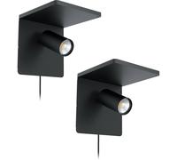 2 PACK Wall Spot Light Colour Black Reading Rocker Switch GU10 1x5W Included