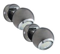 2 PACK Wall Spot Light Round Colour Nickel Chrome Shade GU10 1x3W Included
