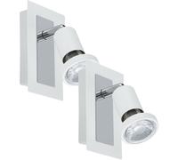 2 PACK Wall Spot Light White & Chrome Back Plate & Shade Rocker Switch GU10 5W