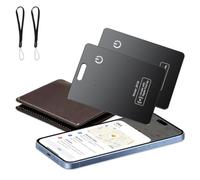 2 Pack Wallet Tracker Card [Apple MFi Certified] Air Tracker Tag (iOS only), IP68 2.7mm in Rechargeable Smart Card Work with Apple Find My, Keys Finder and Item Locator for Passport, Bags,Laptop,Black