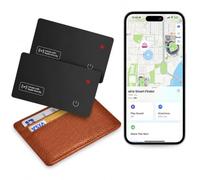 2-Pack Wallet Tracker Card, Slim Finder Works with Find My (iOS Only), IP68 Waterproof Rechargeable Reusable Wallet Tracker and Item Locator for Luggage, Purse, Card Bag (2)