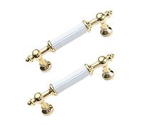2 Pack Wardrobe Handles White Gold Cabinet Pulls Zinc Alloy Aluminium Profile Cupboard Handles Cabinet Knobs Hardware Drawer Pulls Door Levers for Kitchen Drawer (Hole Distance 96mm)