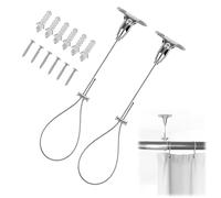 2 Pack Wardrobe Rail Support, Ceiling Curtain Pole Brackets, Adjustable 150cm/59.06 Inch Durable Closet Rod Support Kit, Strong Hold for Curved and Straight Bars, Ideal for Home and Office Use