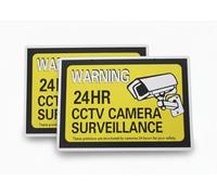 [2-Pack] Warning 24HR CCTV Camera Surveillance Sign, 12.75" x 8.75" Weatherproof PVC Vinyl, High-Visibility Security Signs for Home, Business, Storefront, and Warehouse - Easy Mounting